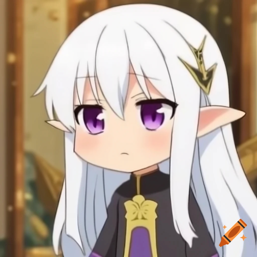 White-haired fairy chibi character in anime style