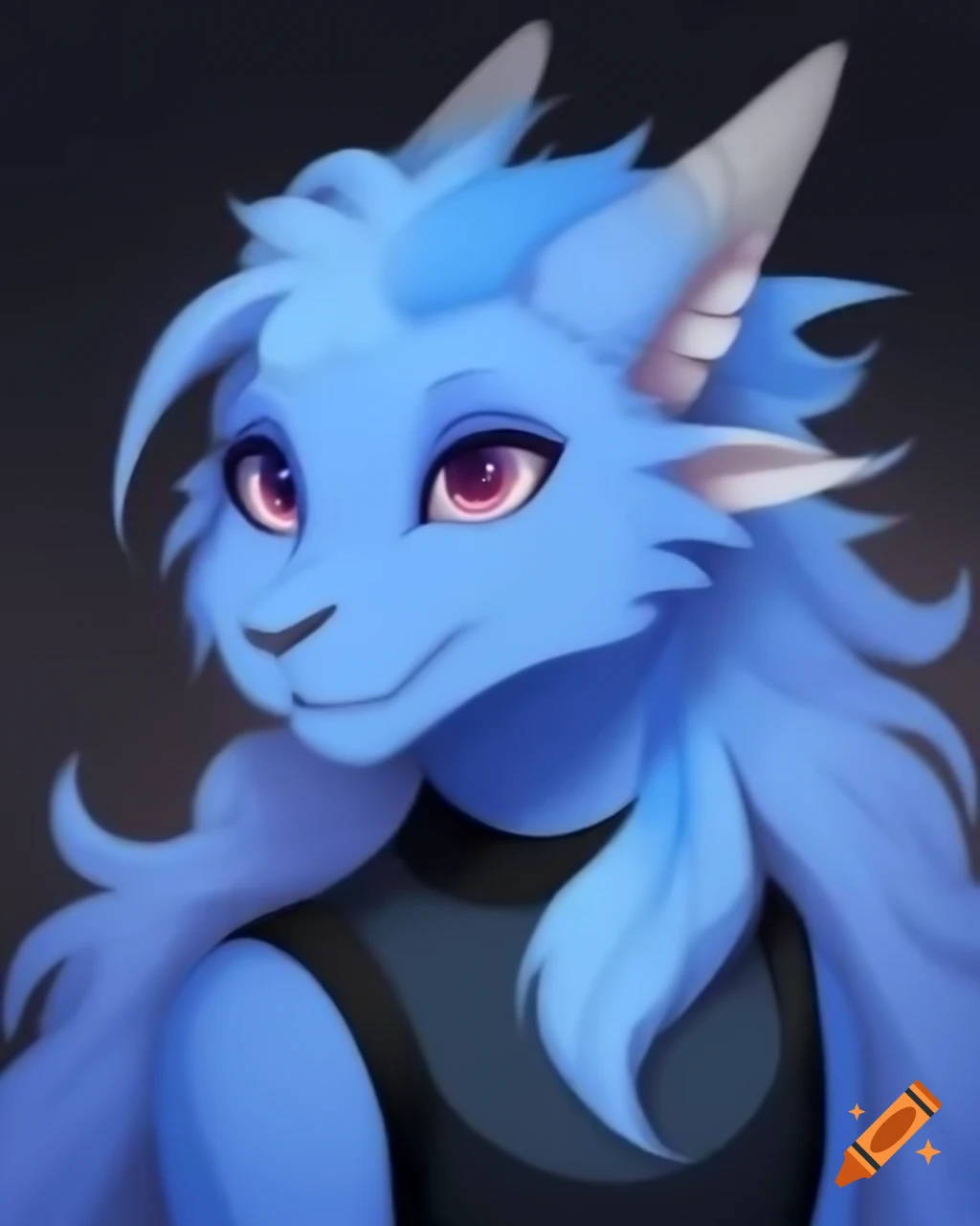 Light blue anthro dragon character with a black collar, featuring a shy and blushing demeanor