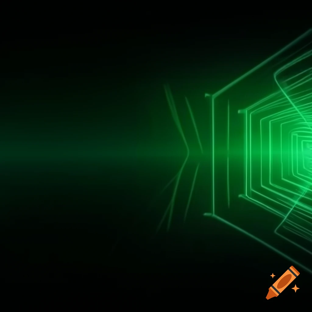 Dark gradient background with charcoal, black, and emerald green, highlighted with neon accents