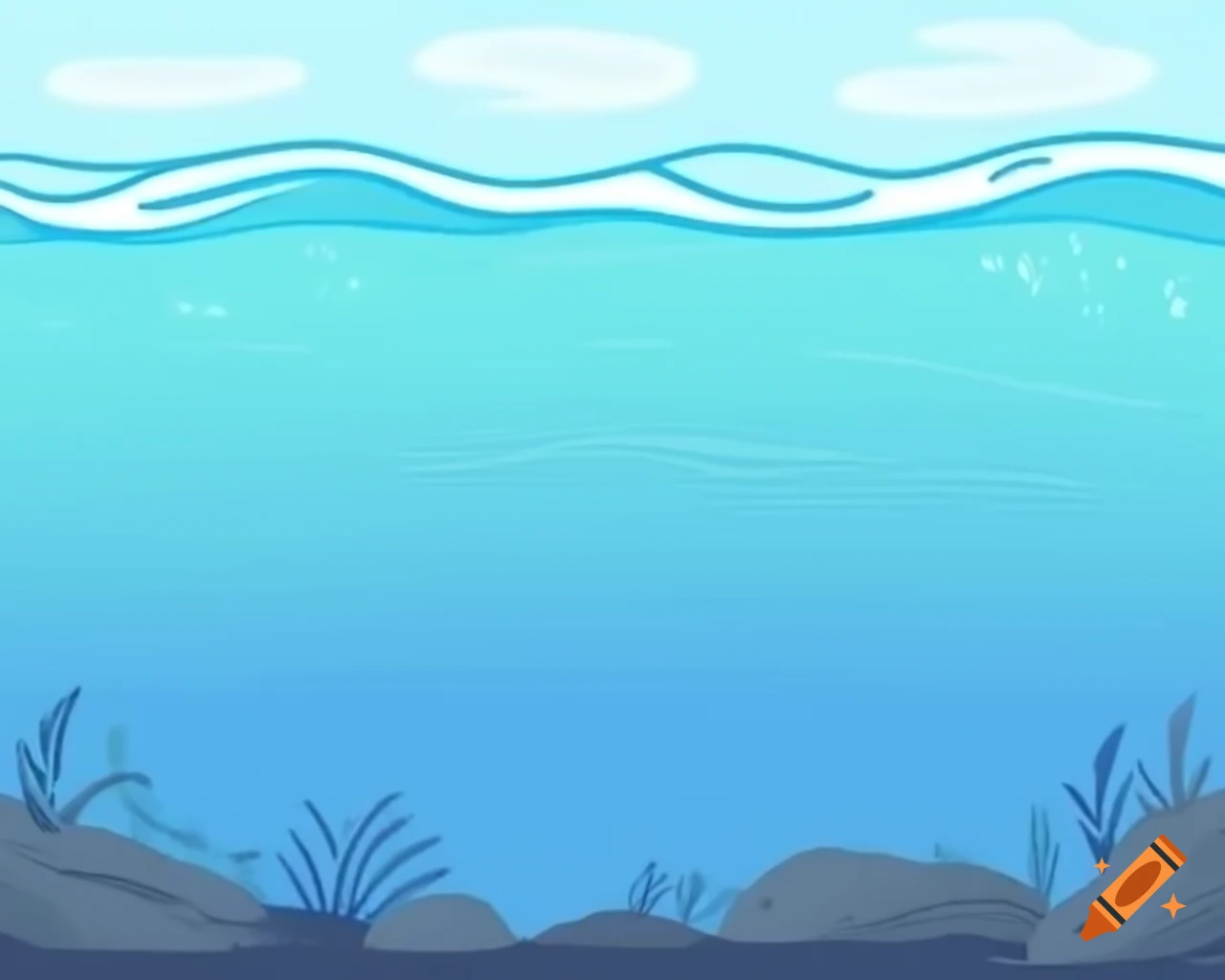 Underwater ocean scene with visible current and clear blue water on craiyon