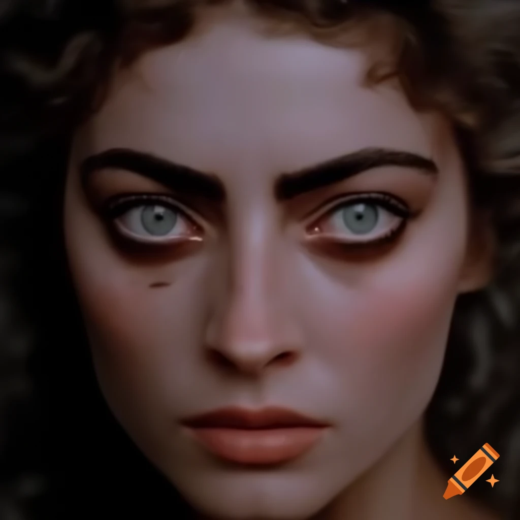 Woman with almond shaped hazel eyes and a classical greek nose on craiyon
