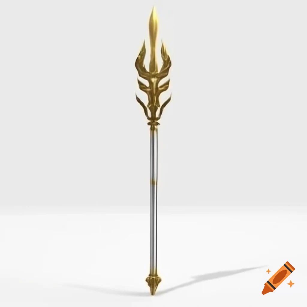 Medieval fantasy spear adorned with gold and jewels