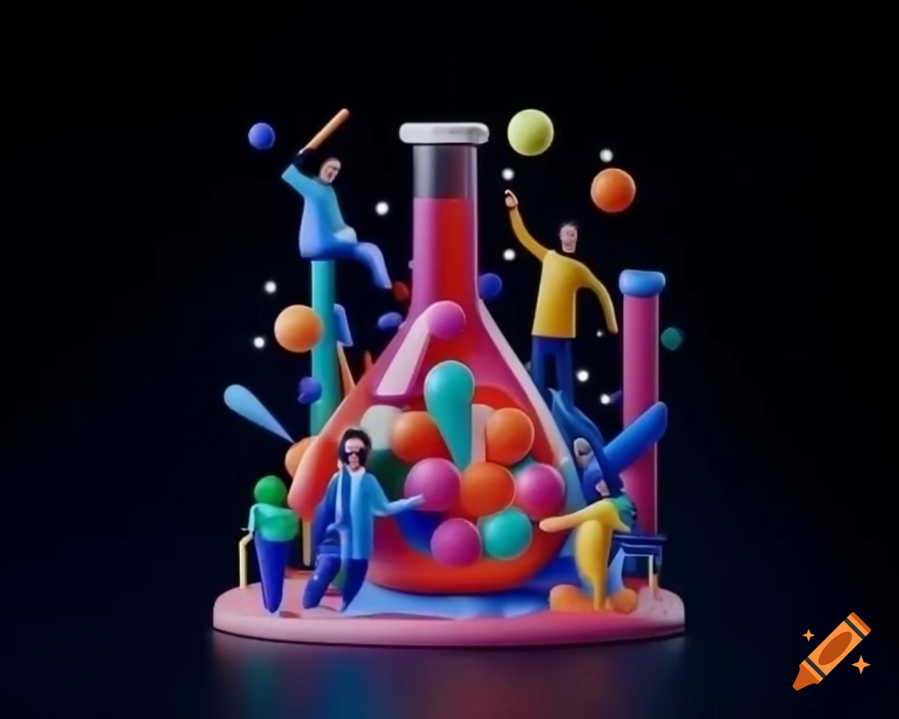 Vibrant lab with people working on 3D printing filaments