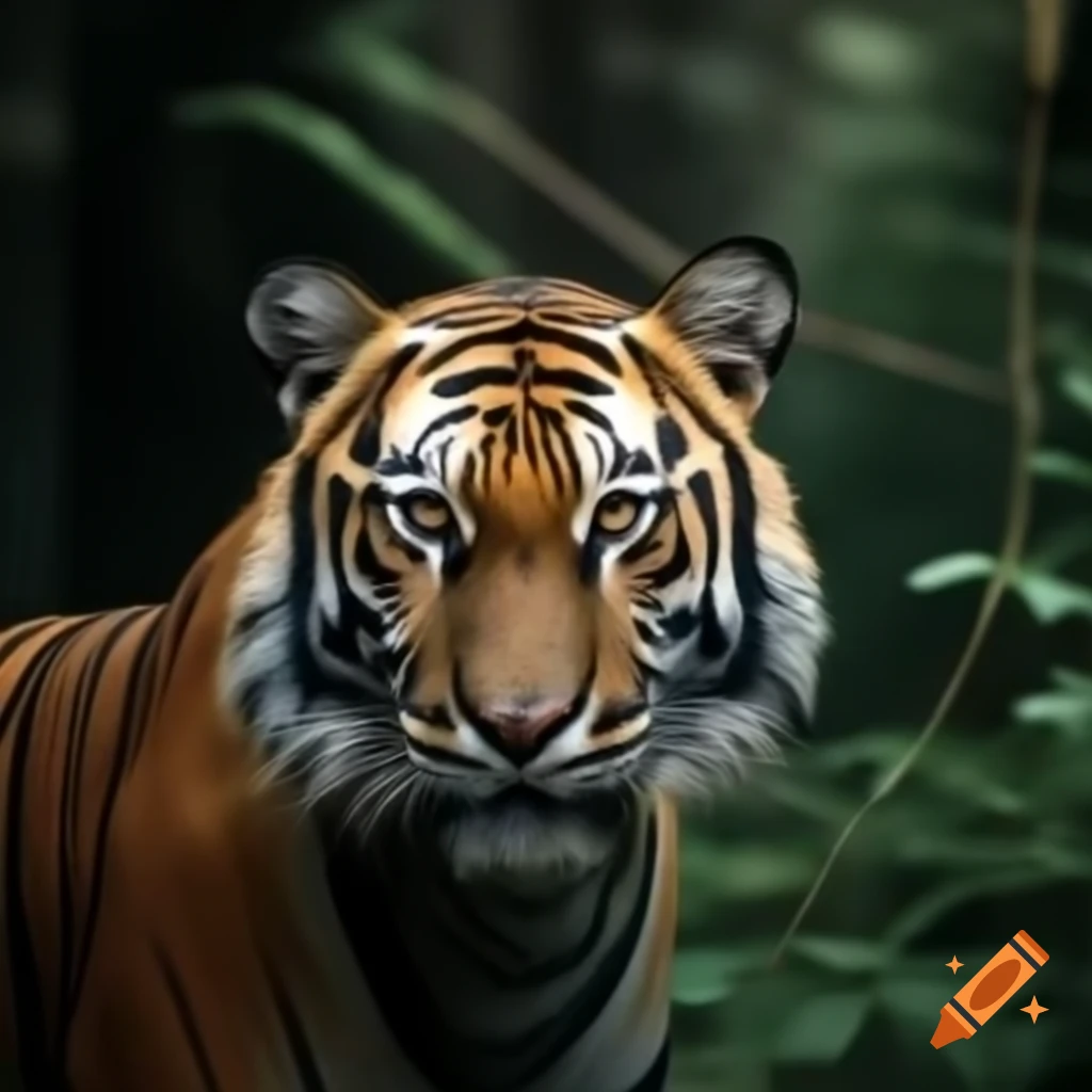 Tiger in a desolate forest with lifeless surroundings
