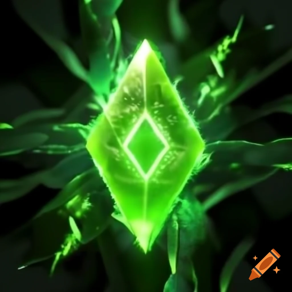Vibrant green rune with luminous energy and mysterious power