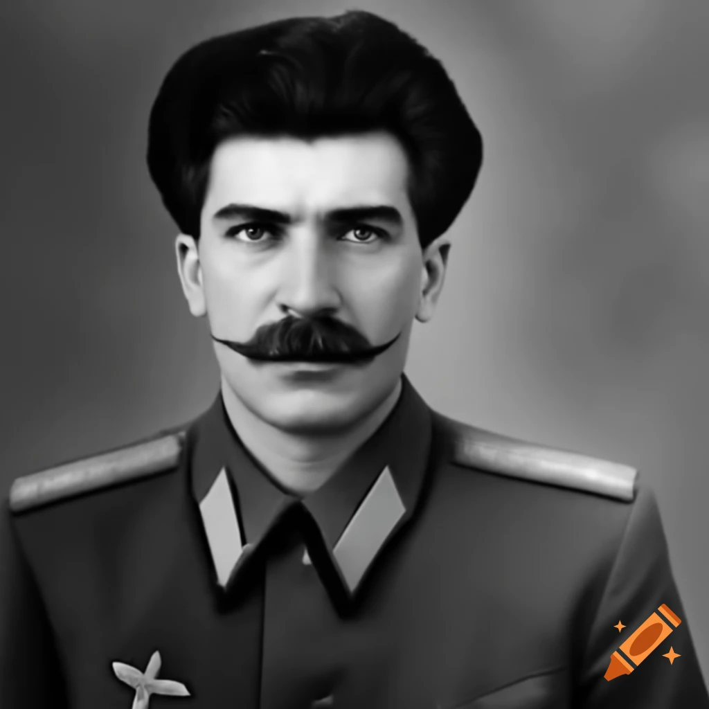 Thin man with mustache dressed as Soviet general