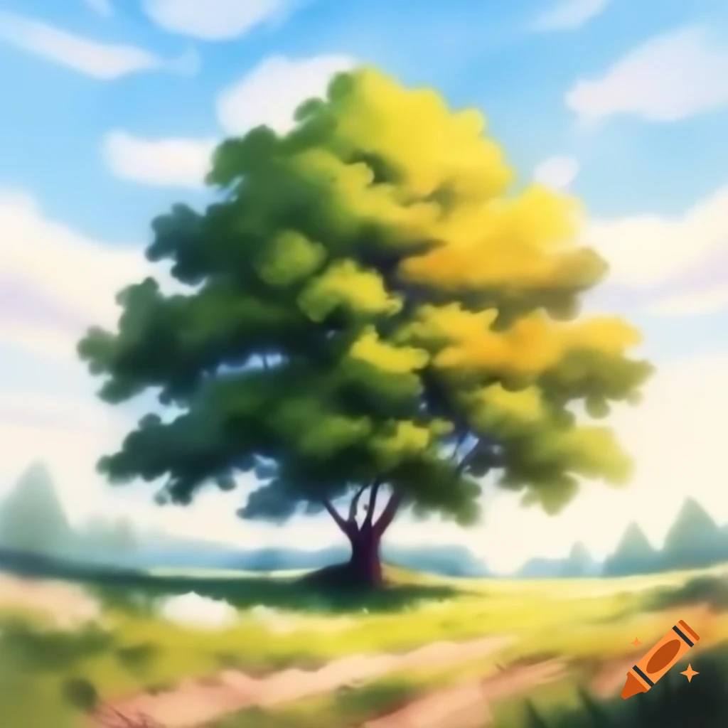 Sycamore tree painted in watercolor style