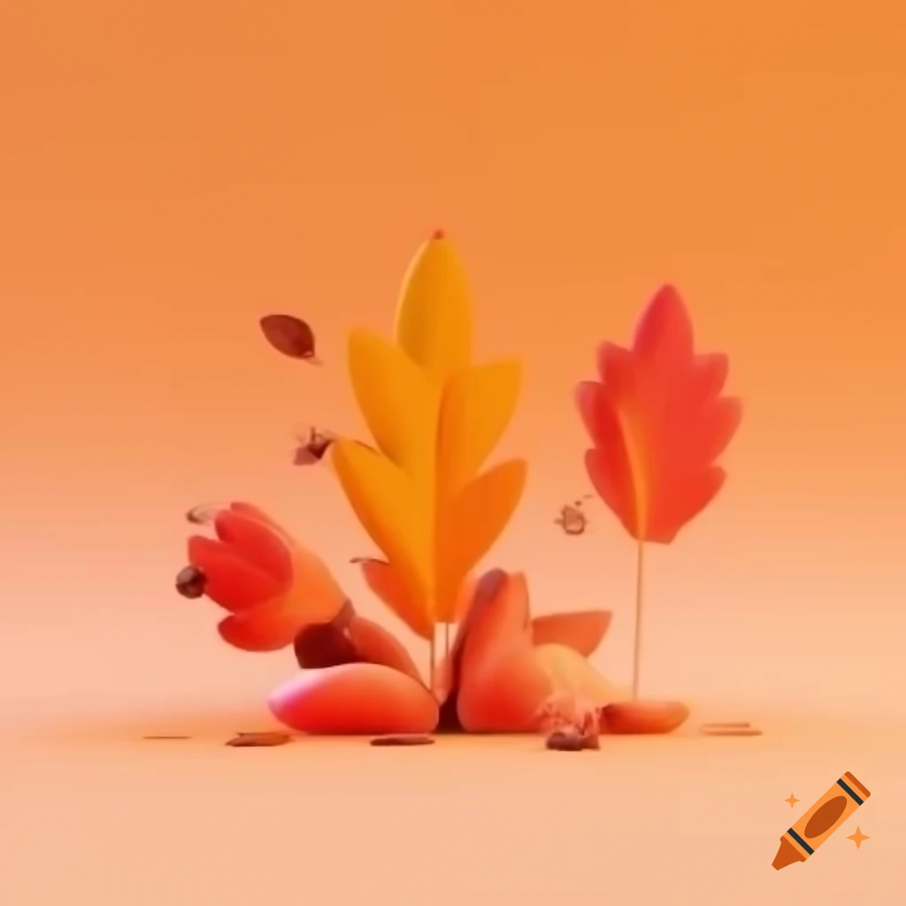 Three fall leaves in casual 3D style