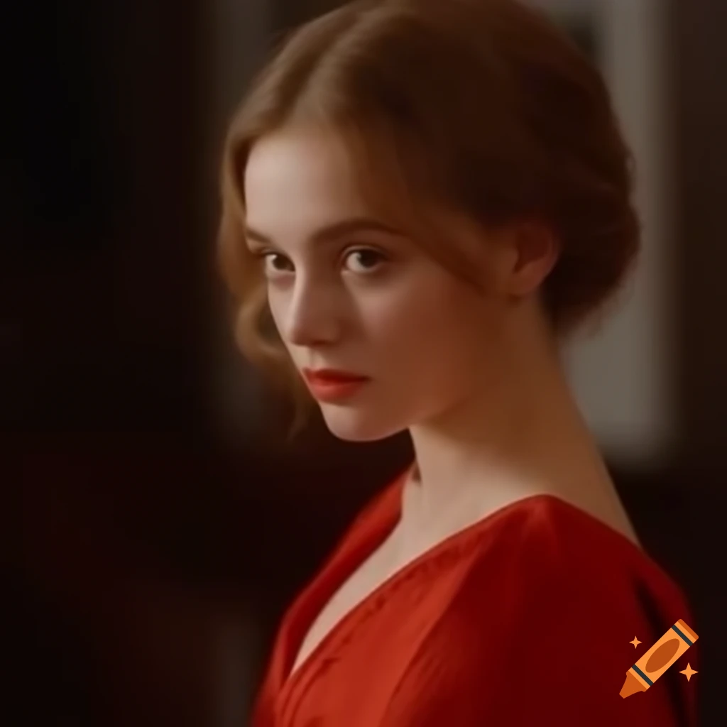 Woman in elegant red dress