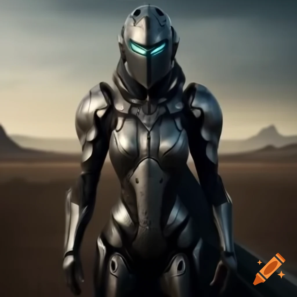 Futuristic knight in a desolate wasteland