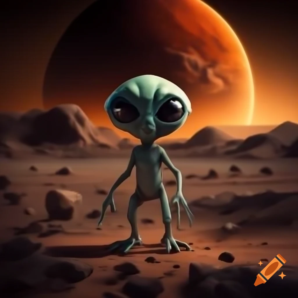 Alien figure on the surface of mars on craiyon