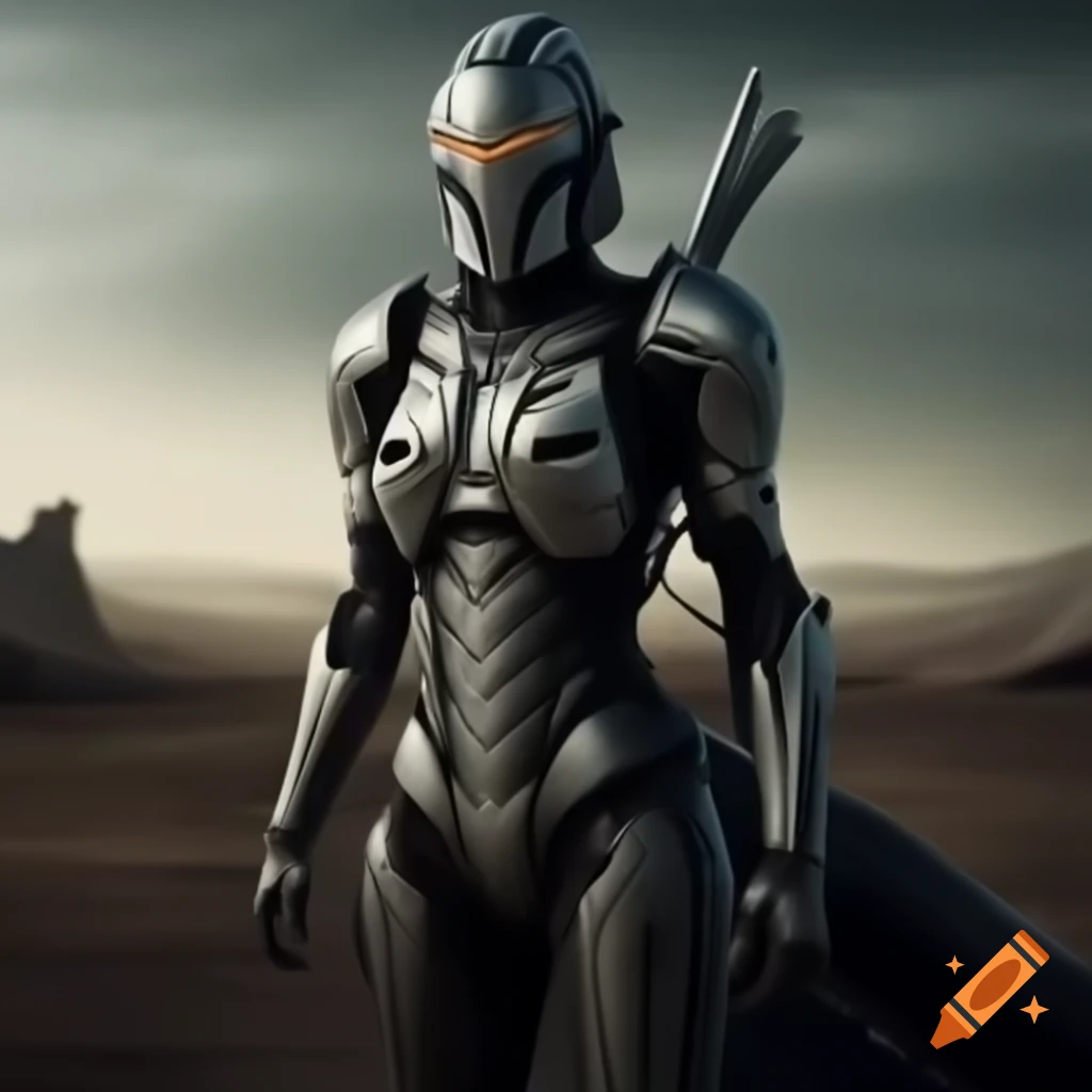 Futuristic knight in a wasteland setting