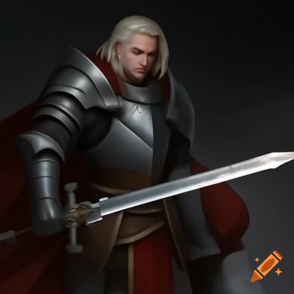 Male paladin holding greatsword