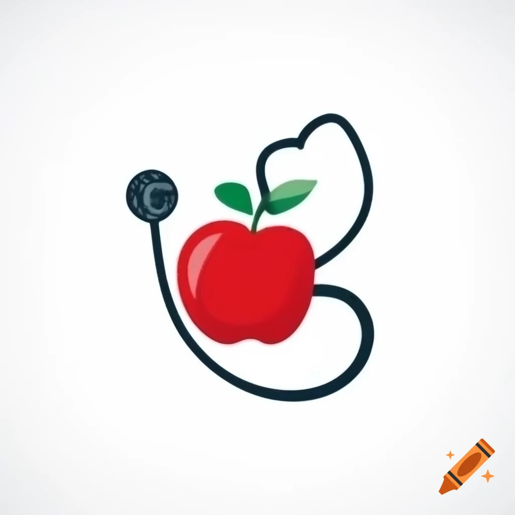 Logo featuring a stethoscope wrapping around an apple