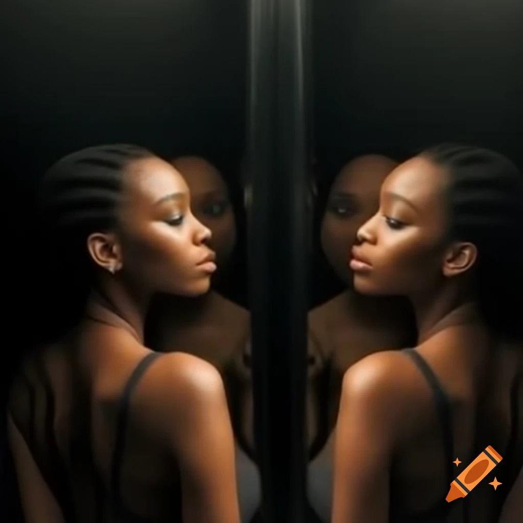 Reflection of individuals in a mirror