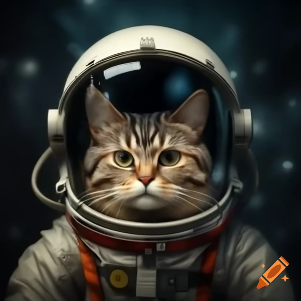 Cat astronaut inside a spaceship