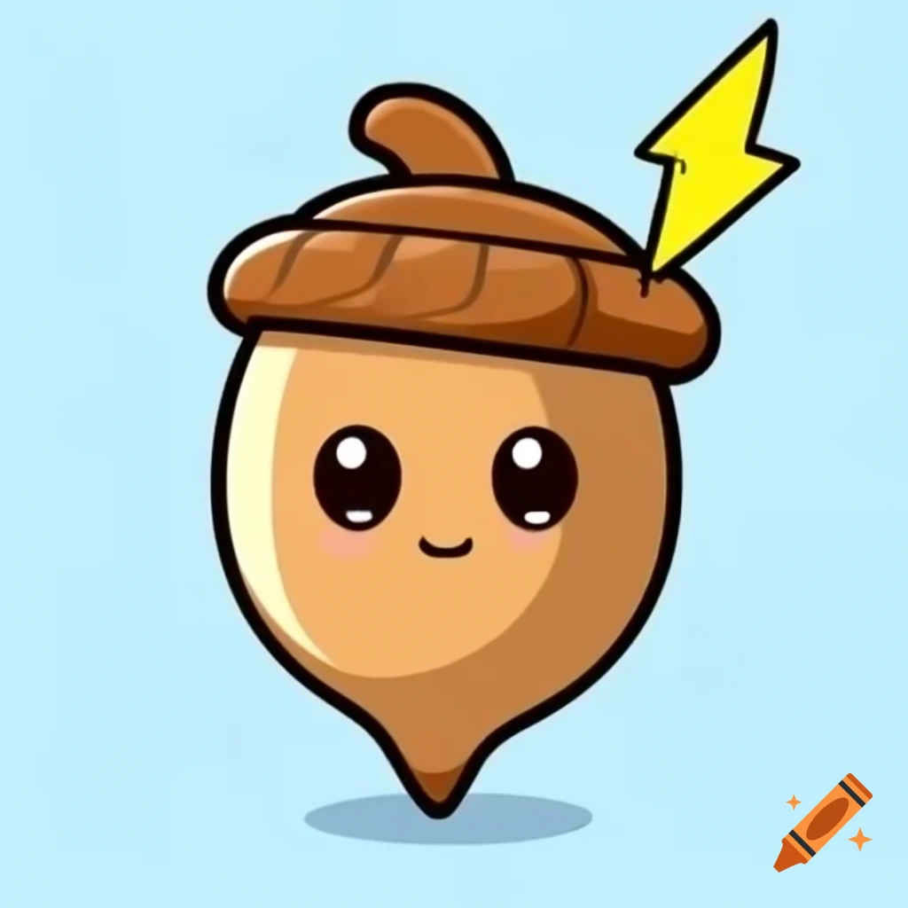 Cartoon acorn logo with lightning bolt for Acorn Zap website