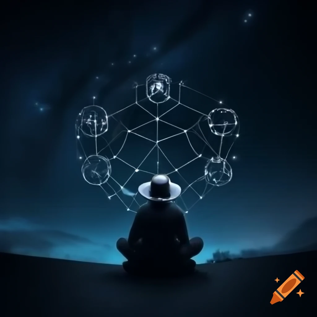 Linux distros logos arranged as constellations on zodiac signs in night sky