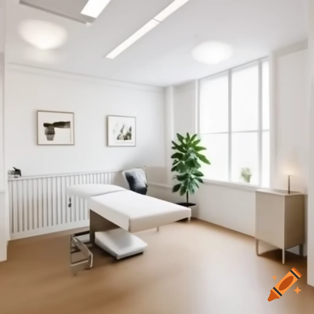Modern cozy aesthetic medical consultation room with examination table