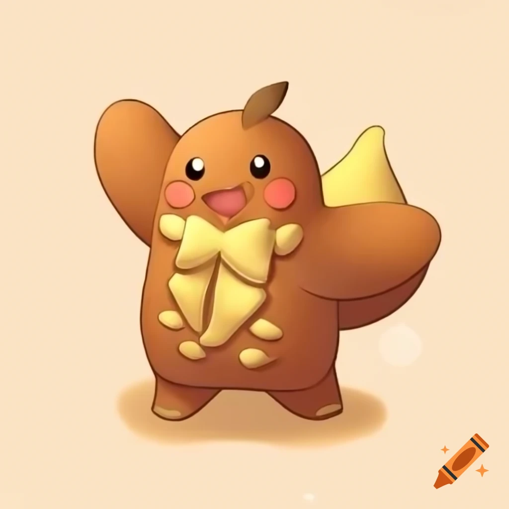 Gingerbread Man Pokémon with unique hair design in Ken Sugimori art style
