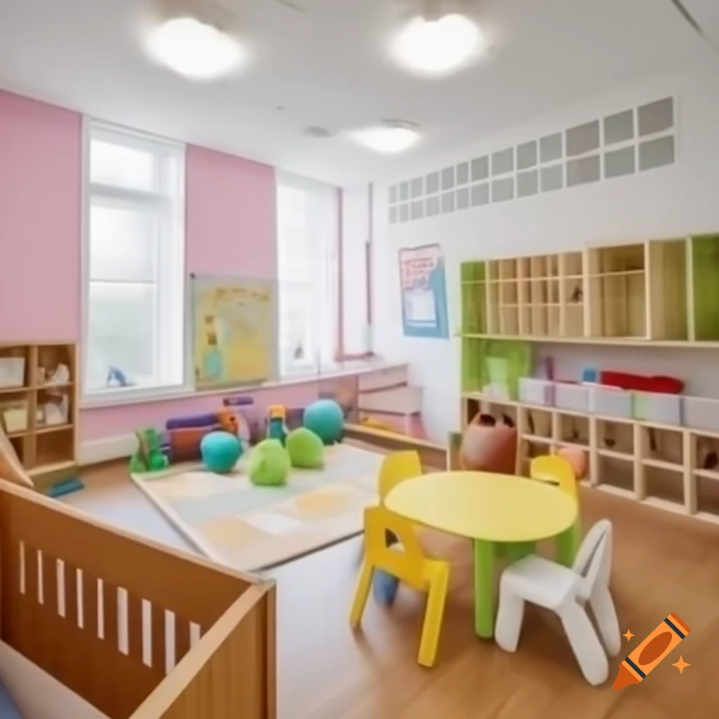 Bright and colorful kindergarten nursery play room
