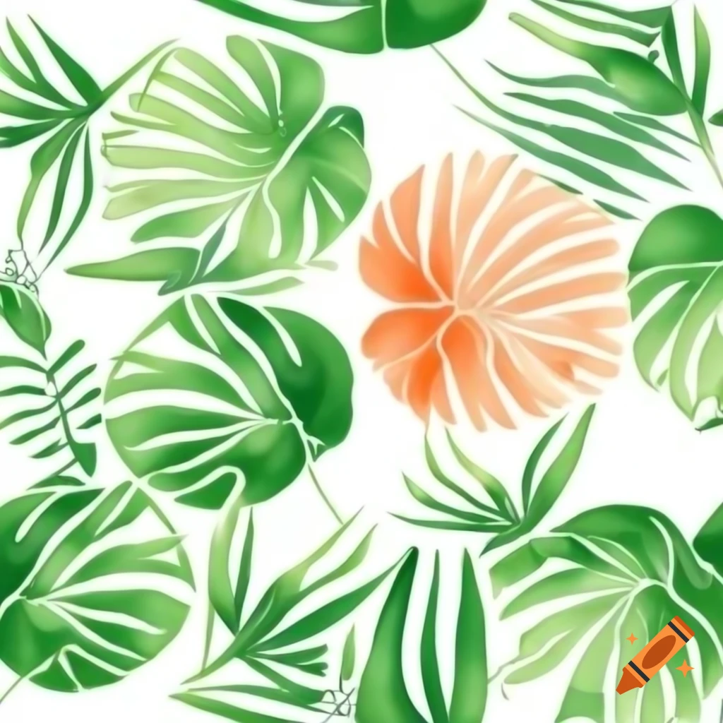 Retro-inspired tropical leaves watercolor illustration with monstera and palm fronds
