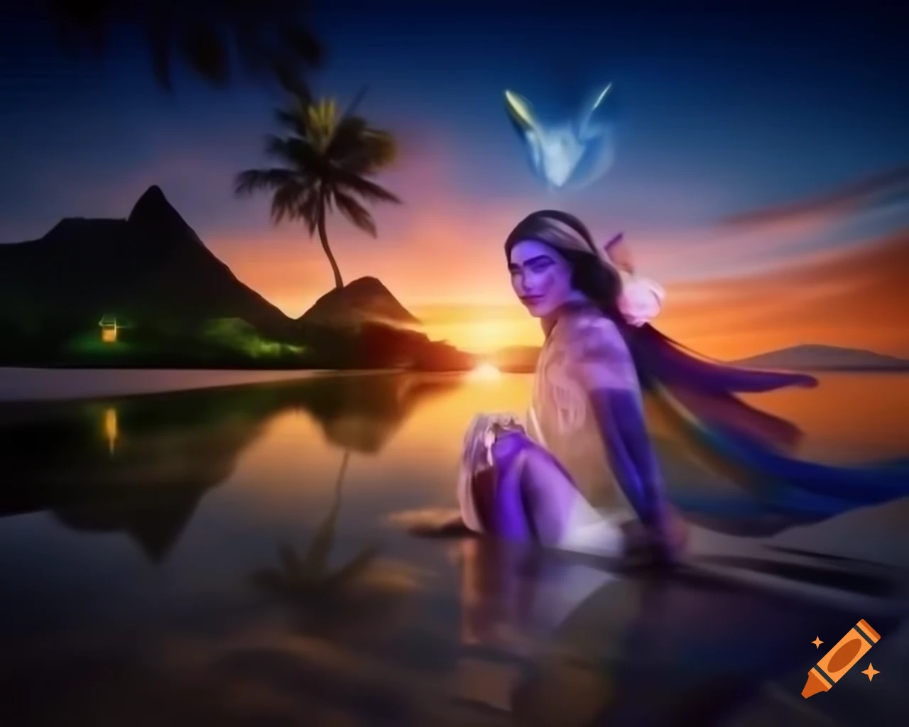 Hyper-realistic tropical scene inspired by various photographic styles