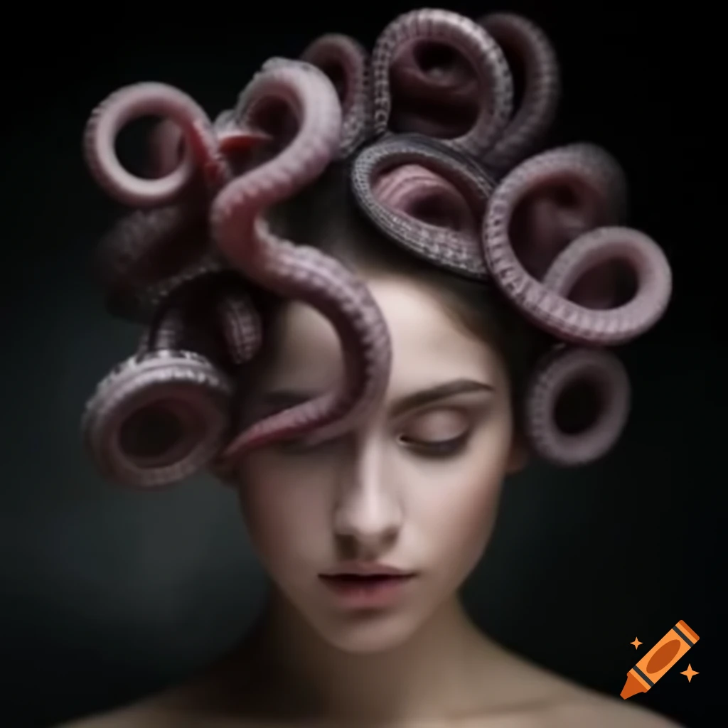 Beautiful woman with tentacles growing from her head