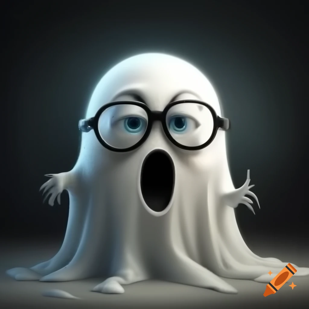 Playful ghost wearing glasses
