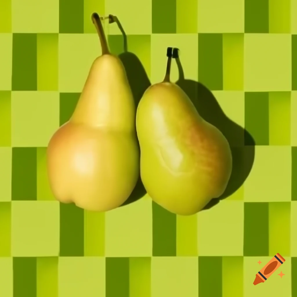 Abstract depiction of two pears made from green squares