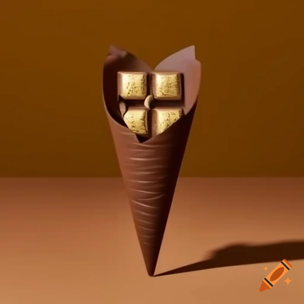 Chocolate brown cone with gold accents in elegant design
