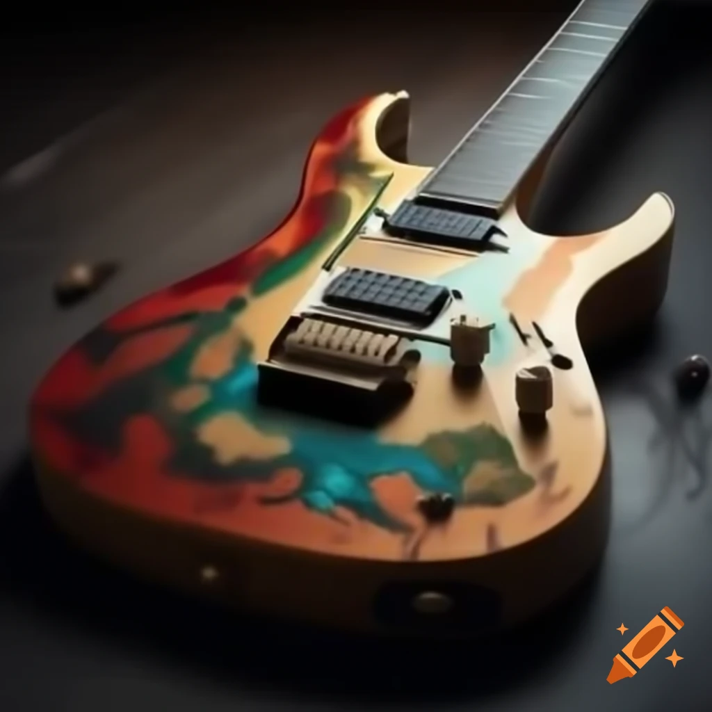 Unique guitarist performing, controlled by an android