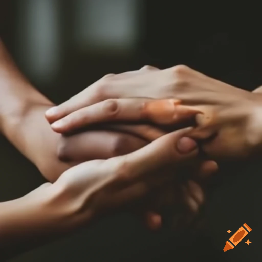 Three hands joined together in unity