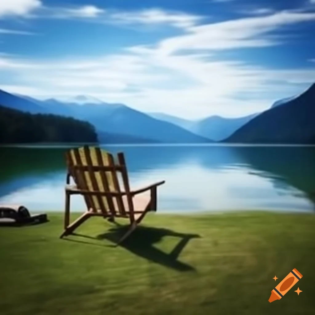 Lone chair positioned by the lake