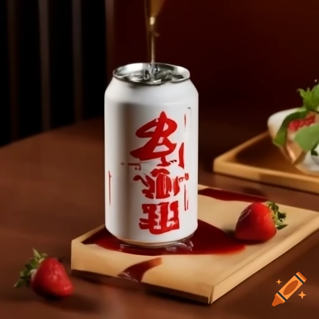 Cider can labeled 'Cider Brooks' with strawberry flavor in Japanese themed setting