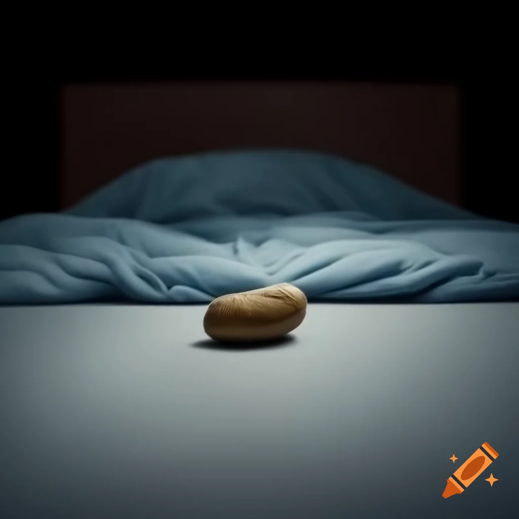 Small bean sleeping on big empty bed