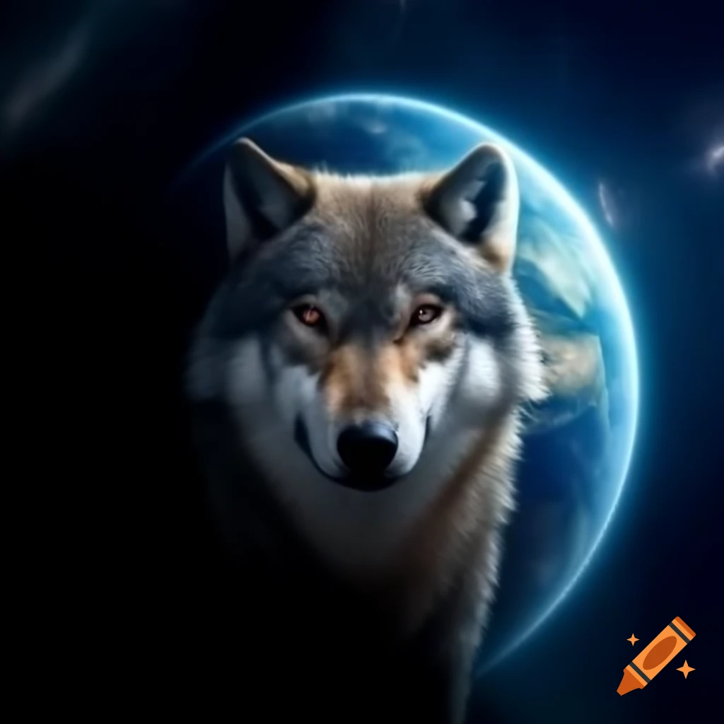 Wolf gazing from planet Earth