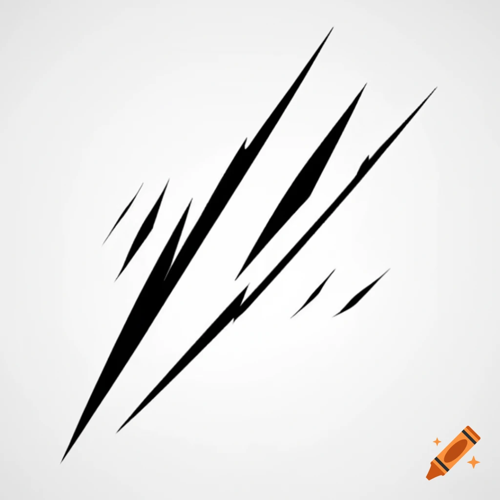 Black blade slash effect on white background