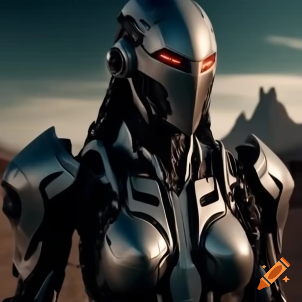 Futuristic knight in a wasteland setting