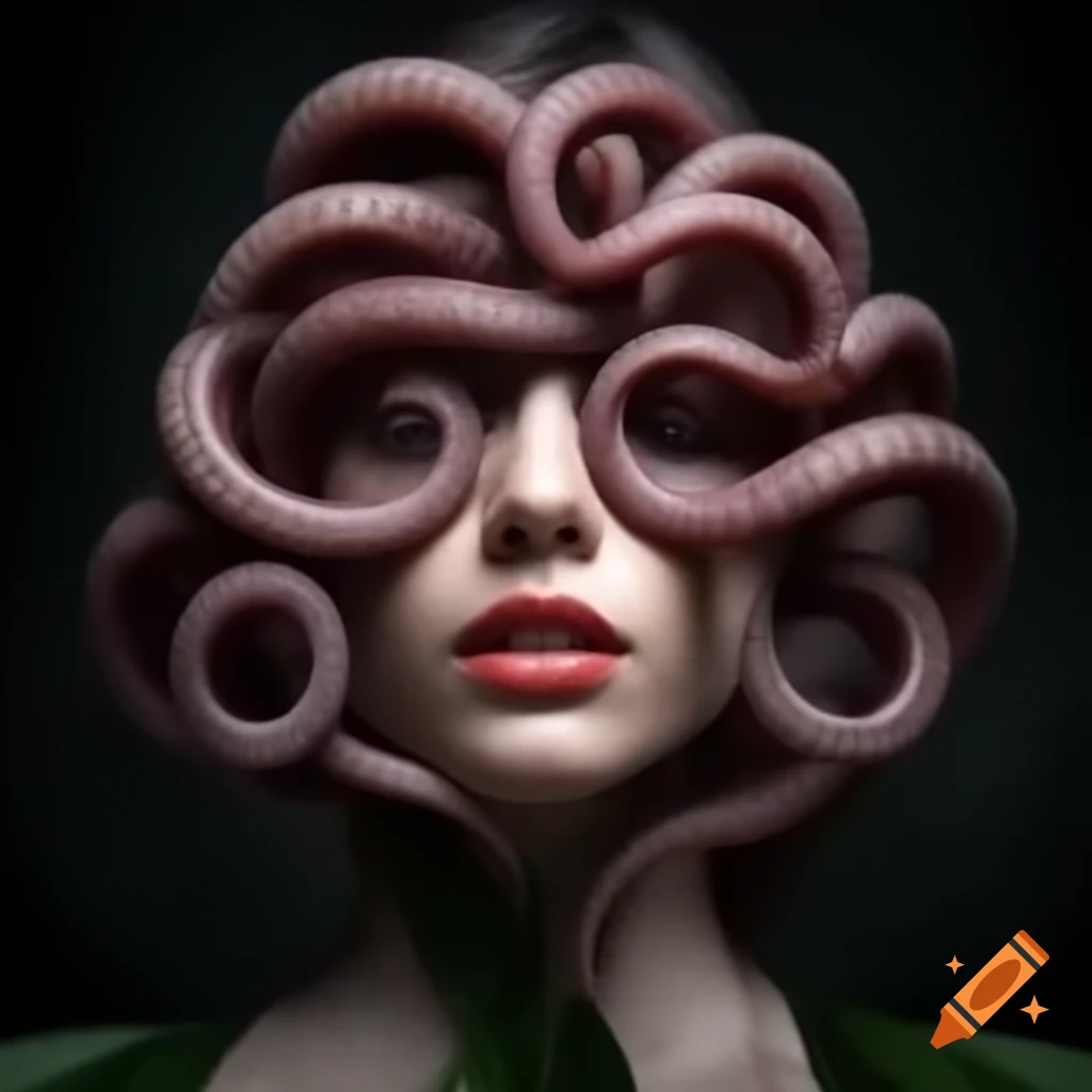 Beautiful woman with tentacles growing from her head