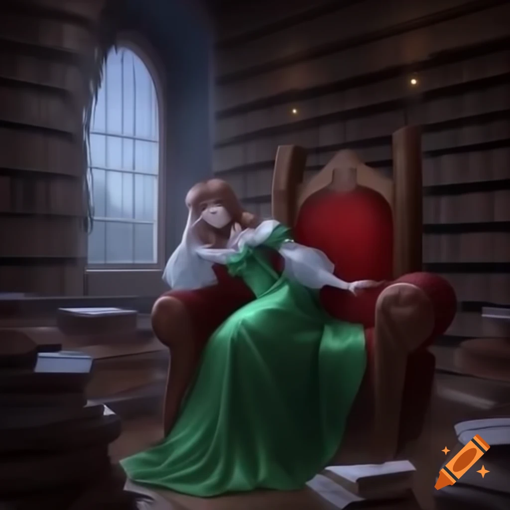 Middle-Ages princess in grey brick castle with intense gaze