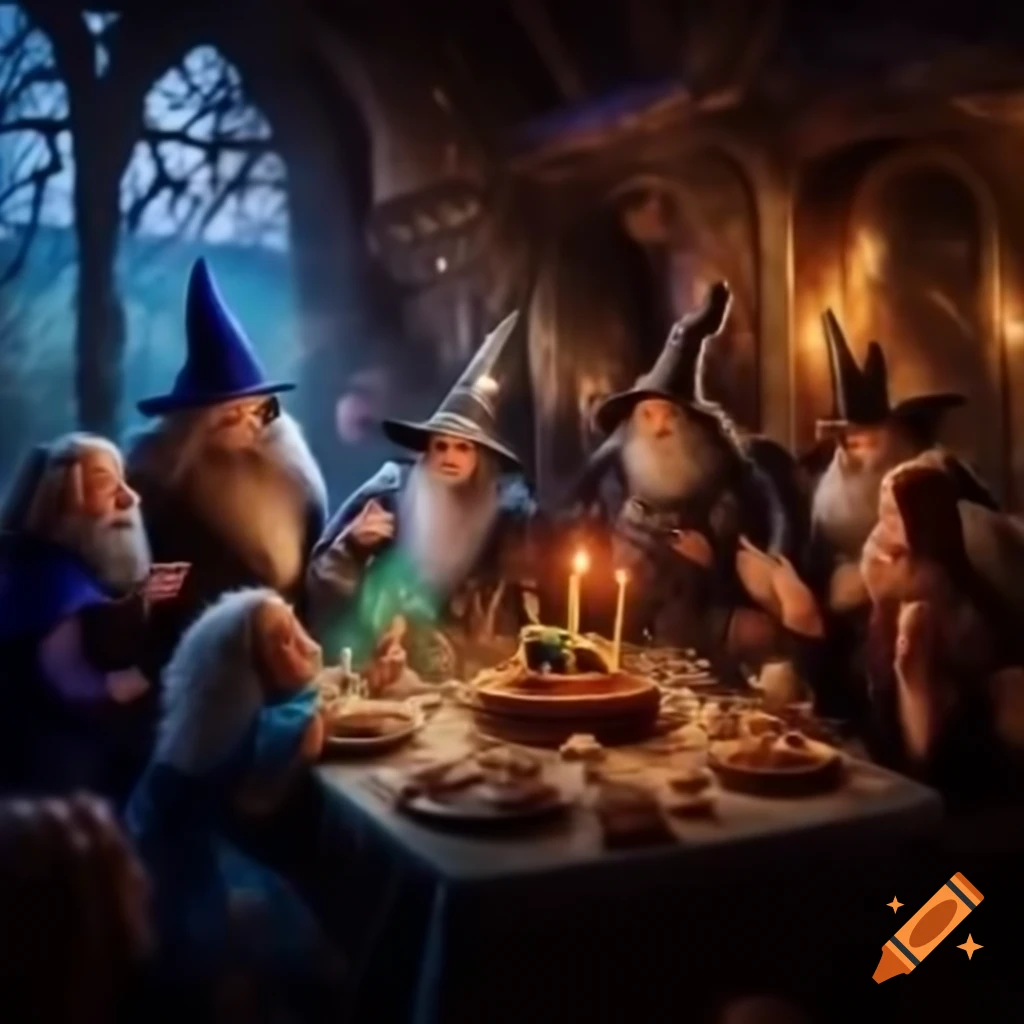 Colorful wizard-themed birthday party celebration
