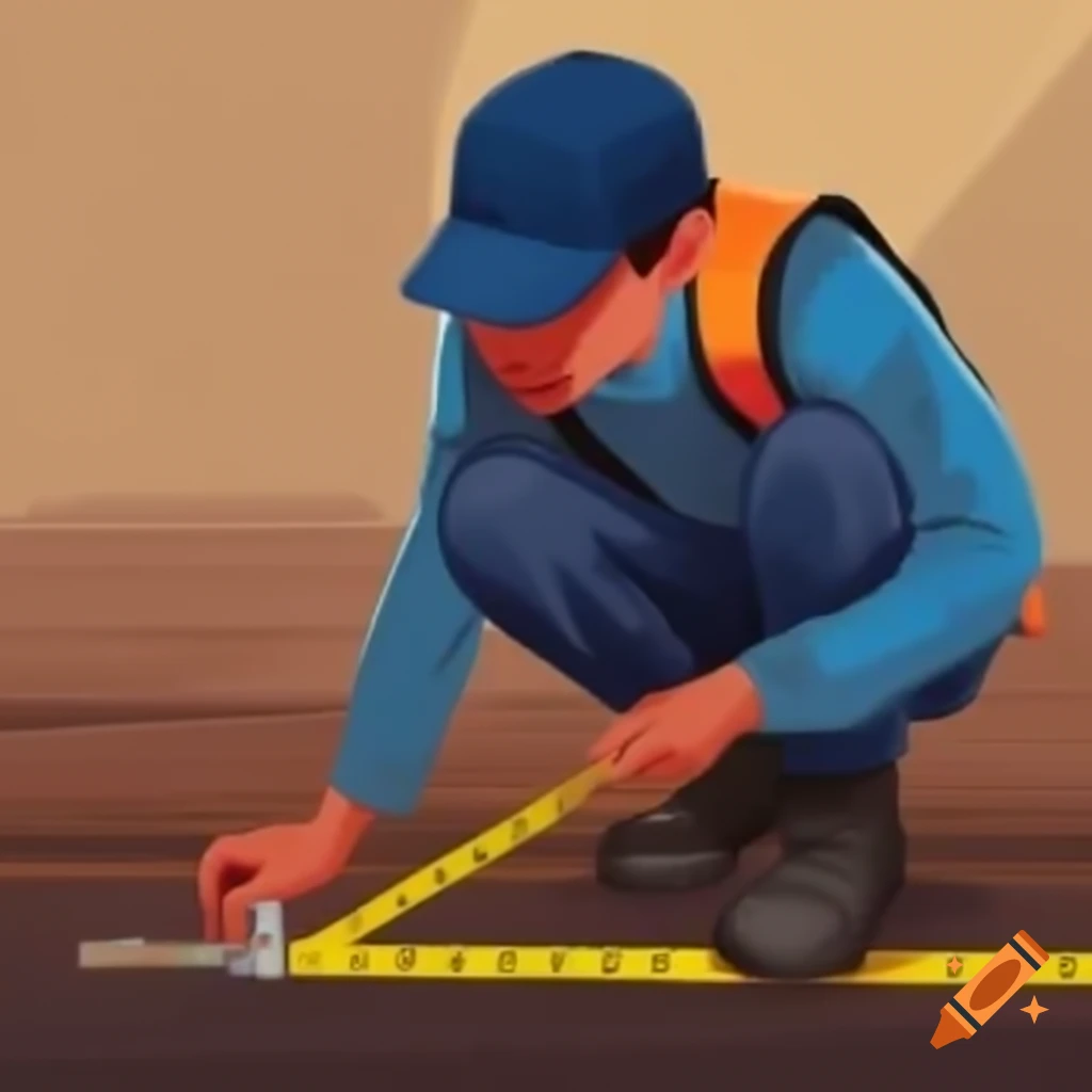 Student measuring distance with steel tape on ground