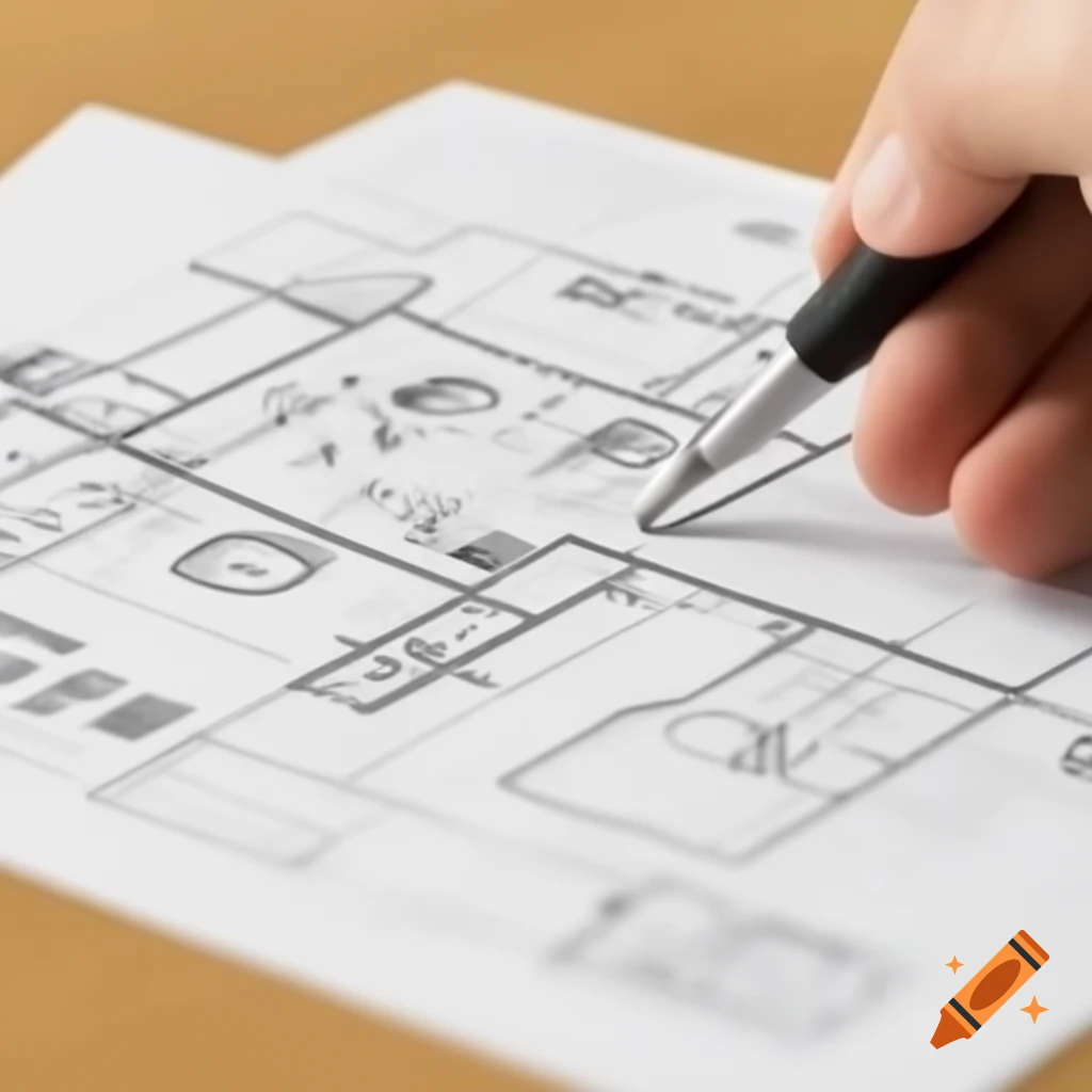 2D hand-drawn garden design plan