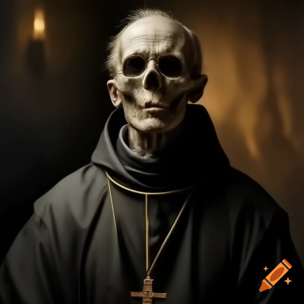 Creepy haunting portrait of a 16th century priest