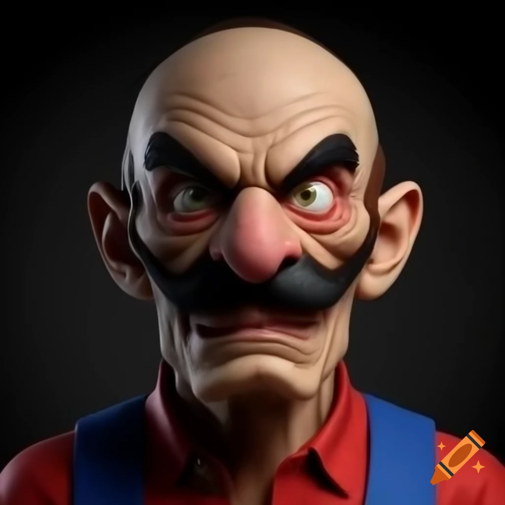 Hyper-realistic depiction of Italian man resembling a popular video game character