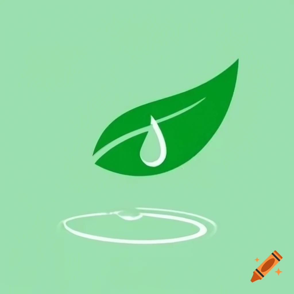 Minimalist green leaf with water droplet for eco-friendly cleaning