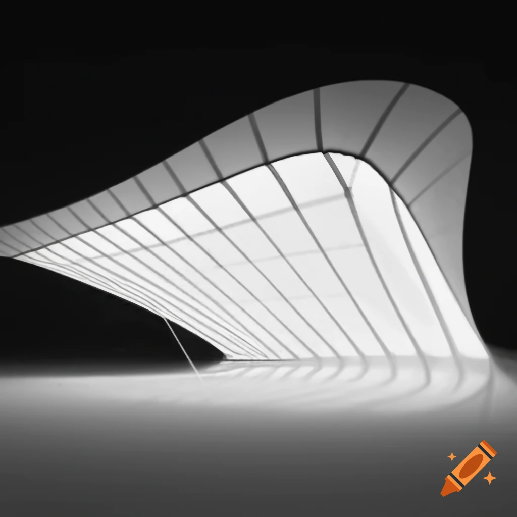 Loose sketch of tensile fabric structure illuminated by directional lighting