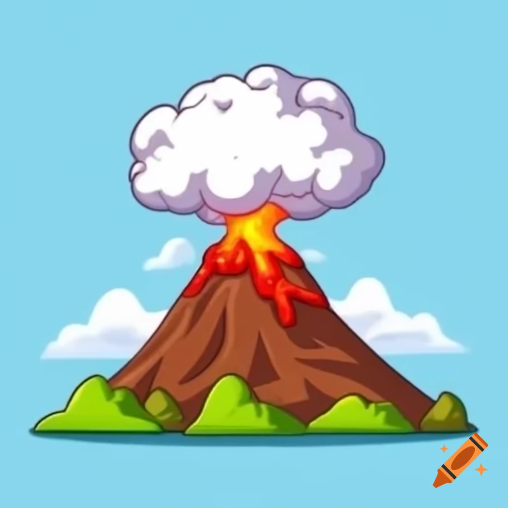 Colorful cartoon volcano illustration