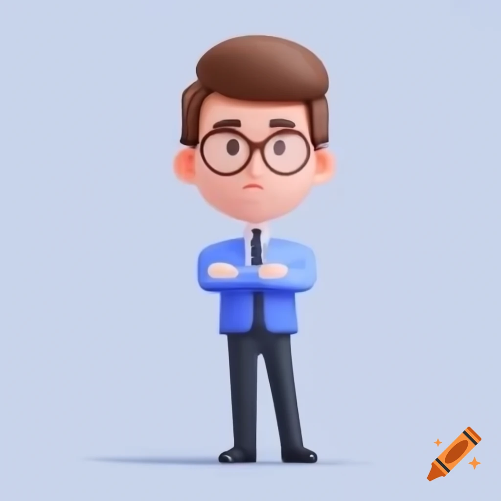 3D cartoon-style illustration of a young man in blue business suit with friendly expression